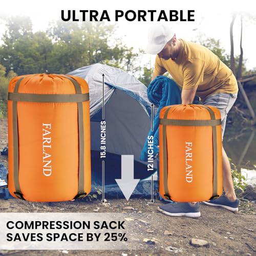 FARLAND Sleeping Bags 30℉ for Adults Teens Kids with Compression Sack Portable and Lightweight for 3-4 Season Camping, Hik...
