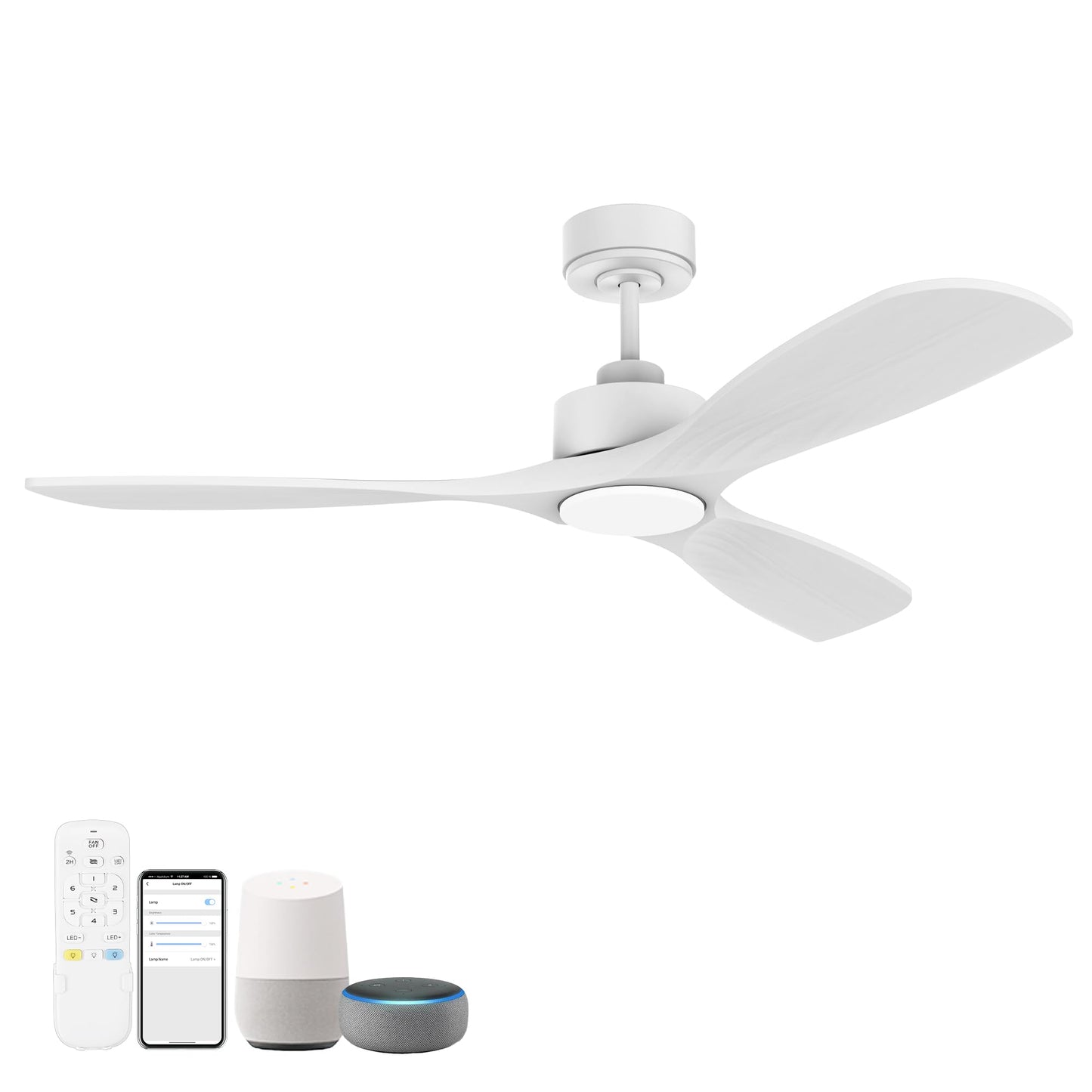 Hoenofly 52    Wood Smart Ceiling Fans With Lights Remote,Quiet Dc Motor,Outdoor Indoor Ceiling Fan,Voice Control Via Wifi Alexa