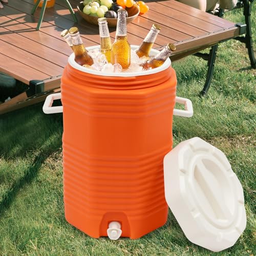 Insulated Cooler Dispenser Portable Sports Cooler Water Beverage Dispenser with Handle, Large Water Jug Water Cooler for P...