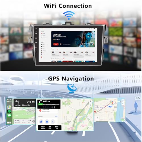 Car Stereo for Toyota Corolla 2007-2012 with Wireless Apple Carplay and Android Auto,9 Inch Touch Screen Car Radio with 4K...