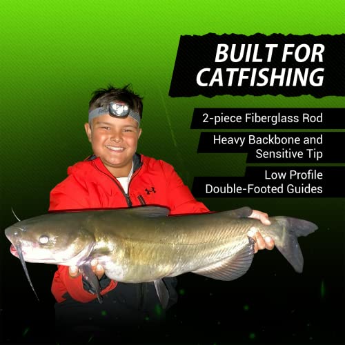 Championship Catfish Rod: 2 Piece, Medium Heavy Chop Stick, Sensitive Tip for Detecting Bites, Heavy Backbone for Hauling ...