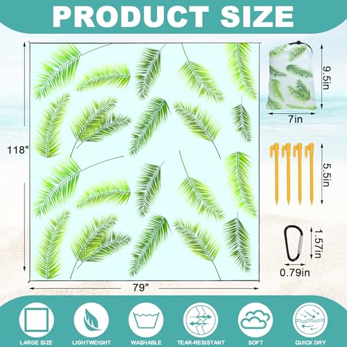 Beach Blanket Waterproof Sandproof beach mat 79" X 118" portable Quick Drying large essentials pincic mat for 2-8 adults h...