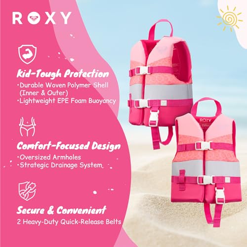 ROXY USCG Approved Life Jacket for Youth/Kids/Infant, Light-Weight Type III PFD, EPE Foam Life Vest with Quick-Release Buc...