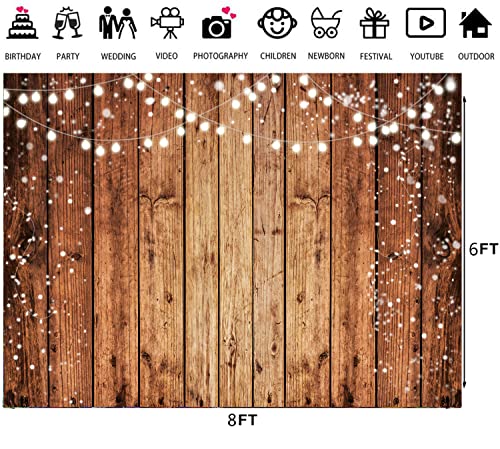 LTLYH 8x6ft Brown Wood Photography Backdrop Photographers Brown Photo Backdrop Retro Wood Wall Backdrop Baby Shower Birthd...