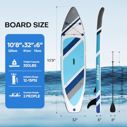 Panana Inflatable Stand Up Paddle Board, 10'x31 x6 SUP with Premium Paddle Board Accessories Kit, Anti-Slip EVA Deck for A...