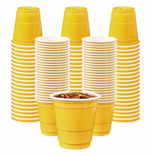AVXINSOK 100 Pack 2 oz Yellow Plastic Shot Cups Disposable Shot Glasses Mini Shot Cups for Party Wedding Graduation Wine B...