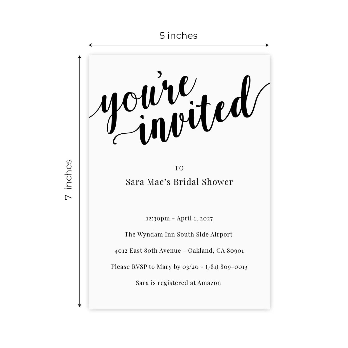 Canopy Street Personalized Black And White All Occasion Invitations / 25 Custom Invites With White Envelopes / 5" x 7" General You Are Invited Party Announcements