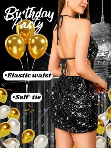 ShawGobow Sequin Dress for Women,Glitter Sparkly Backless Bodycon Mini Dresses,Sexy Concert Outfits Prom Homecoming