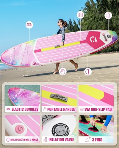 Dixero Inflatable Stand Up Paddle Board with SUP Accessories, Anti-Slip EVA Deck, 11'*33" Inflatable Paddle Boards for Adu...