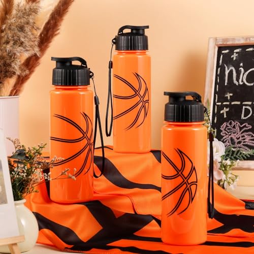 Olgaa 24 Pcs Sport Party Favors 12 Pcs Reusable Basketball Water Bottle Bulk 20 oz 12 Pcs Soft Cooling Towels Sports Acces...