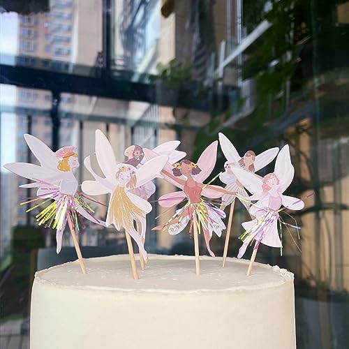 SAMOKA Fairy Cupcake Toppers,24 PCS Fairy Cake Topper,Fairy Party Decorations,Fairy Birthday Party Decorations