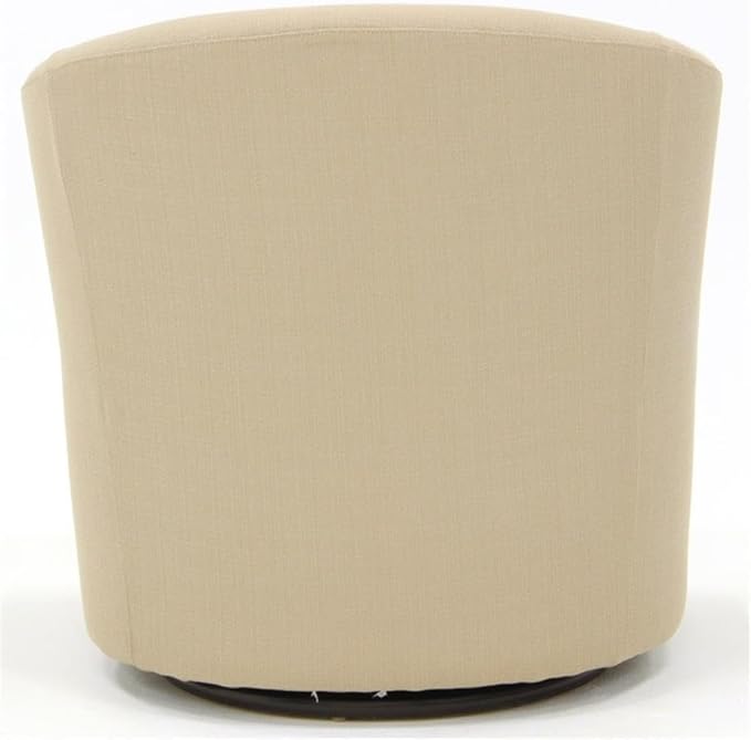 Pemberly Row Traditional Fabric Swivel Club Chair in Cream Finish