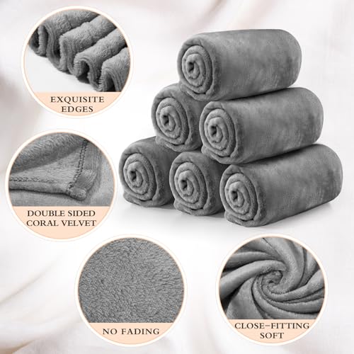 Tinideya 6 Pcs Flannel Fleece Throw Blanket Bulk 50 x 60 Inch Soft Fleece Blanket Warm Throw Blanket Coral Blankets for Co...