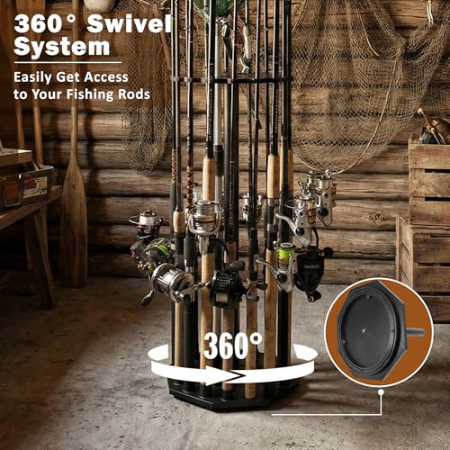 Rush Creek Creations | Rod Holder for 16 Fishing Poles, Garage Organization and Storage, for Reels, Gear, Accessories, Tac...