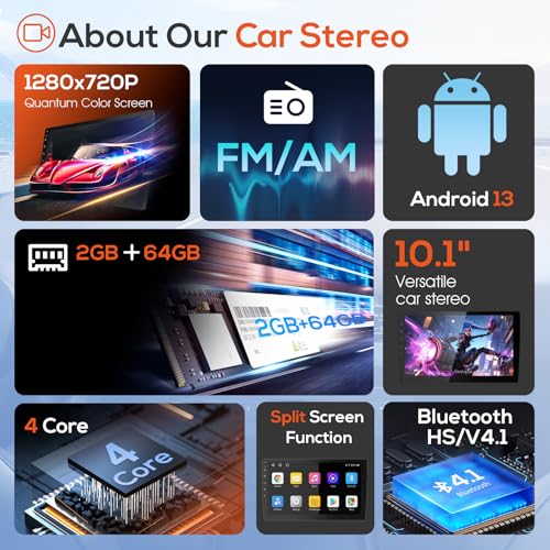 Haudio 10.1" Double Din Car Stereo, Touchscreen Car Radio with Wireless Apple CarPlay & Android Auto, Bluetooth 4.1, HD Ba...