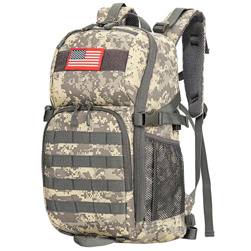 outdoor plus Camo Backpack,Military Boys Backpacks for School,Army Bookbag with USB Charging Port Waterproof,30l ACU Digital