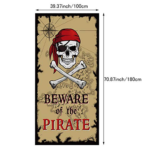 Beware of Pirates Door Banner Pirate Party Decoration Pirate Backdrop Halloween Birthday Party Photo Booth Props Pirate Th...