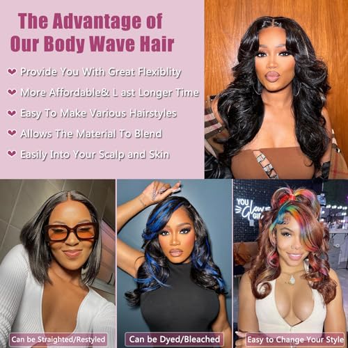 Body Wave Human Hair Bundles with Frontal (16 16 18 18+16Frontal) 12A 4 Bundles Human Hair with Closure 13x4 HD Lace Frontal 100% Unprocessed Brazilian Virgin Hair