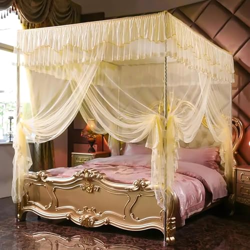 NKM Stainless Steel Adjustable Canopy Bed Frame, Suitable for Twin,Full,Queen and King Size, Thicken Bed Frame Bracket for...