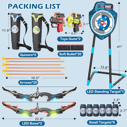 VROGTIK LED Standing Target Archery Set with Bow & Arrows for Kids 4-12 Years Old, Outdoor Sports Toy Gift for Boys & Girl...