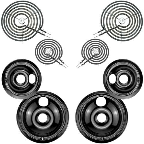 Electric Stove Burner Drip Pans WB31M19(8”) WB31M20(6”) and Electric Stove Top Burner WB30M1(6") WB30M2(8") Compatible for...