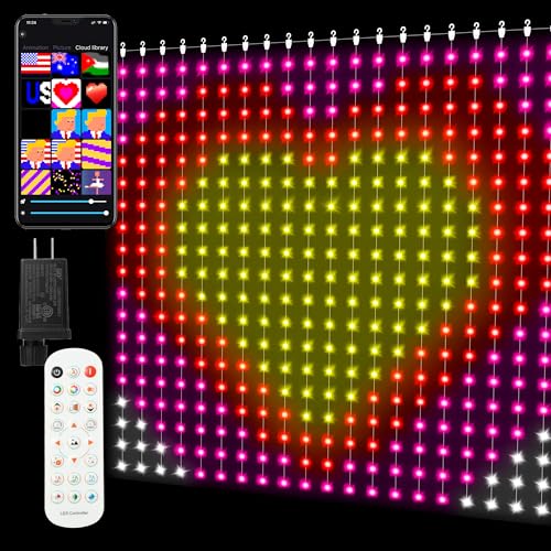 Ariswill Smart Curtain Lights 400 LED, Color Changing Curtain Lights 6.6ft*6.6ft with APP&Remote,Dynamic DIY Fairy String ...