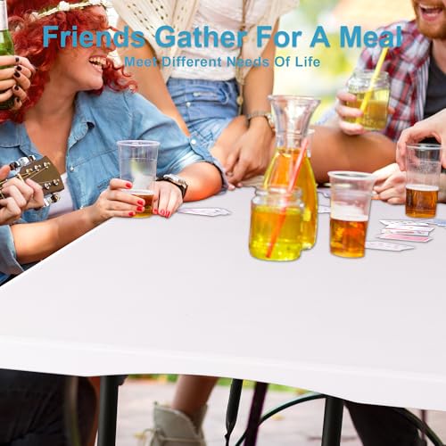 Bblife 6FT Folding Tables Heavy Duty White Foldable Table, Multi-Functional Fold up Table for Outdoor Camping Picnic Parti...