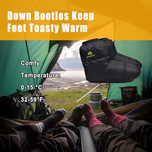 AUDIFU Down Booties Warm Socks Ultralight Sleeping Sock for Camping, Backpacking - Camp Sleeping Bag Tent Down Foot Warmer...
