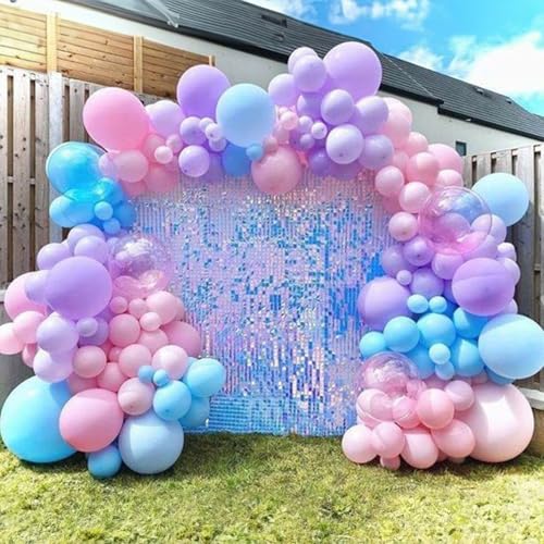 HILAVO Pink Purple Blue Balloon 60Pcs 12 Inch Metallic Pastel Balloon Iridescent Pearl Pink Blue Purple Party Balloons for...