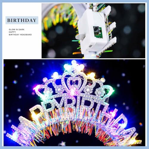 Acenail Light up Birthday Headband Glow Happy Birthday Girl Crown LED Flashing Birthdays Hair Accessories for Women