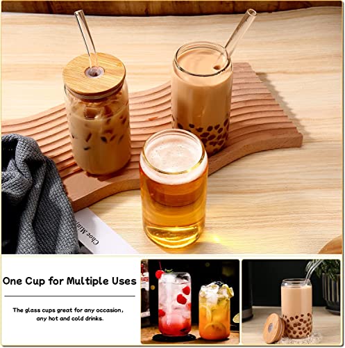 DWTS DANWEITESI Glass Cups with Lids and Straws 4 pcs,16oz Drinking Glasses Set for Coffee Bar Accessories,Iced Coffee Cup...