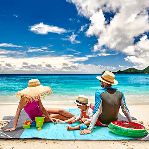 covacure Beach Blanket Waterproof Sandproof 79”X 83"- Large Beach Blanket Sandproof Fits for 4 Adults, Waterproof Beach Ma...