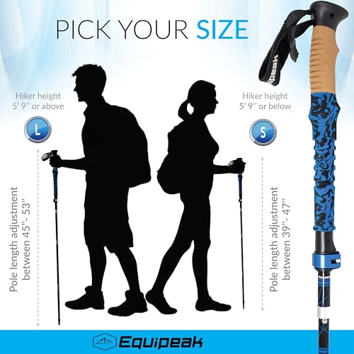 Equipeak Hiking Poles Collapsible Lightweight & Adjustable - Quick Lock Foldable Trekking Poles, Hiking Sticks with Cork G...
