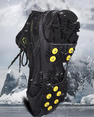 Ice Cleats for Shoes and Boots, Non-Slip Traction Crampons 10 Steel Studs, for Shoes/Boots, Snow Ice Walking