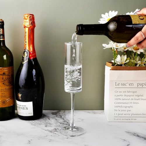 BTGLLAS Champagne Flutes Set of 12, 160ML - Elegant Glass Champagne Flutes for Celebrations - 5.5oz Capacity, Clear (Glas...