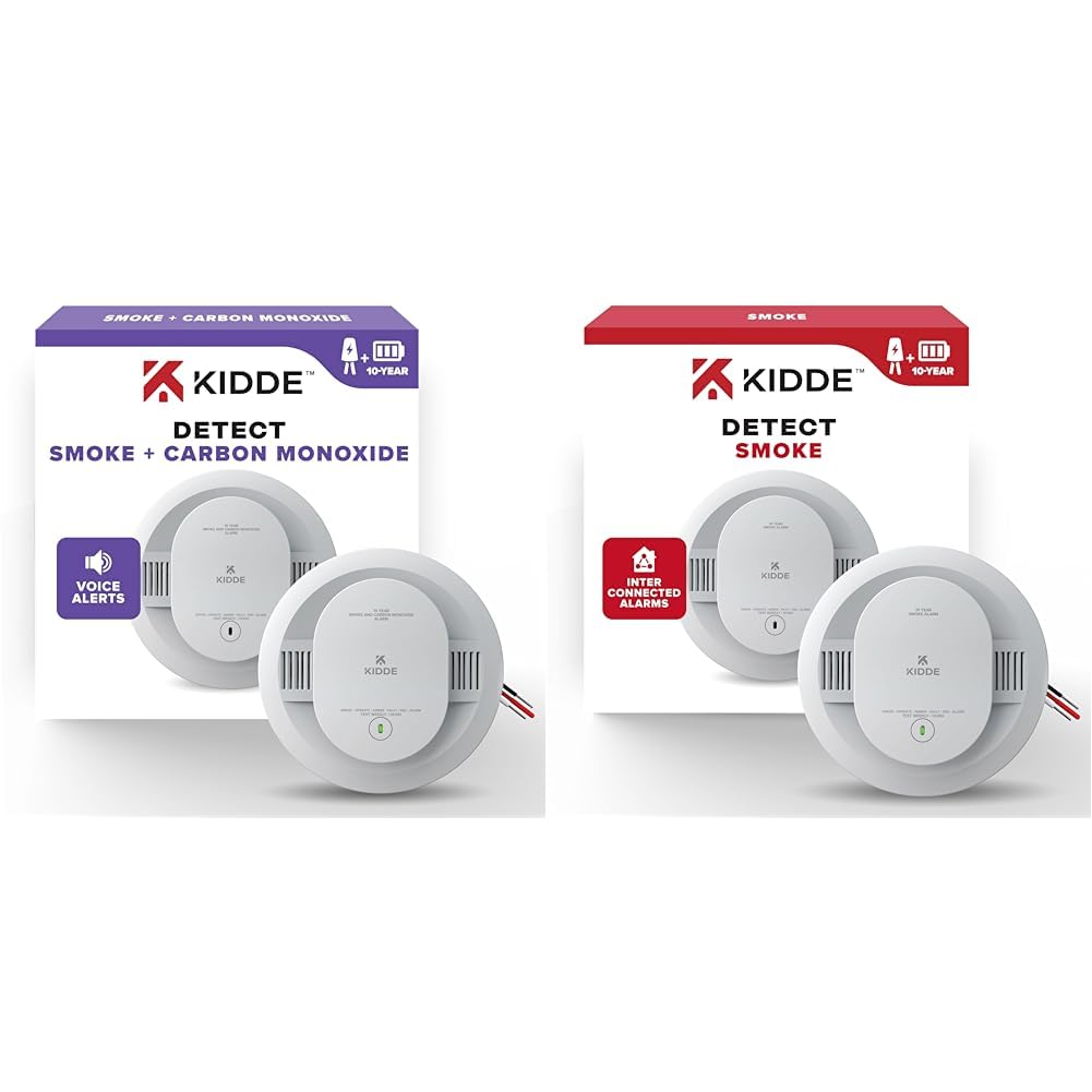 Kidde Hardwired Smoke & Carbon Monoxide Detector with 10-Year Battery Backup Bundle with Kidde Hardwired Smoke Detector with 10-Year Battery Backup