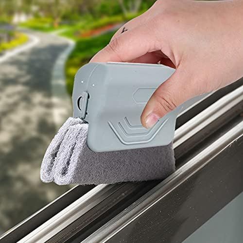 Window Groove Cleaning Brush,2024 New Hand-held Magic Window Track Cleaner Tools Set,Groove Cleaning Brush Window or Sliding Door for Sliding Door, Sill, Tile Lines, Shutter (Green+Gray)