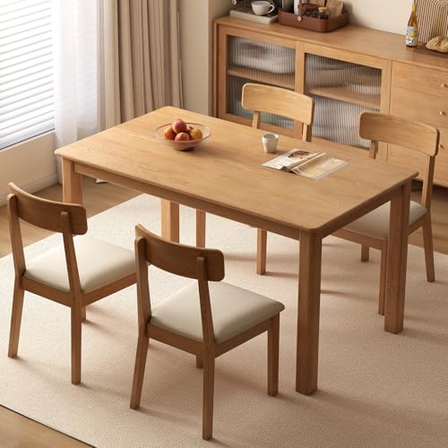 Solid Wood Upholstered Dining Chairs Set of 4, Mid Century Modern Dining Chairs with Curved Back, Wooden Desk Chair with Butterfly Wing Shape for Kitchen, Dining Room, Living Room, Study (4, Original)