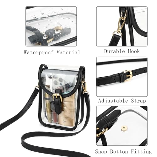 Small Clear Purse for Women Stadium, Clear Crossbody Cell Phone Purse Bag for Concerts, Sporting Event