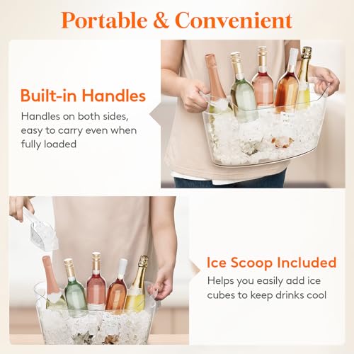 Lifewit 6.5L Ice Bucket for Parties 2 Pcs (in 1 Package), Portable Drink Bucket for Cocktail Bar, Plastic Champagne Cooler...