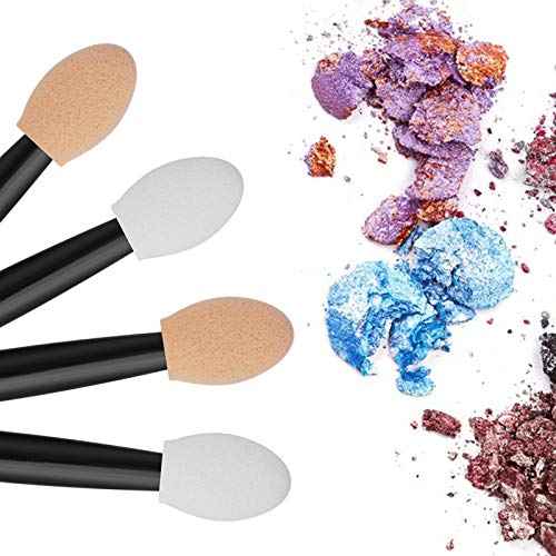 Cuttte 120PCS Disposable Dual Sides Eye Shadow Sponge Applicators with Container, 2.44' Length Eyeshadow Brushes Makeup Applicator Black