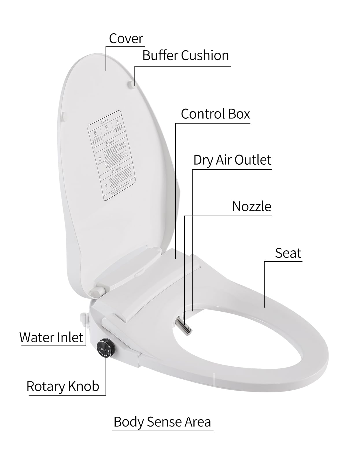 Ckptlsyk Bidet Toilet Seat Elongated,Electric Heated Bidet with Warm Water,Dryer,Remote Control & Multiple Spray Modes,Self-Clean Nozzle,Anti-Yellowing Material,for Women,Men,Pregnant & Elderly
