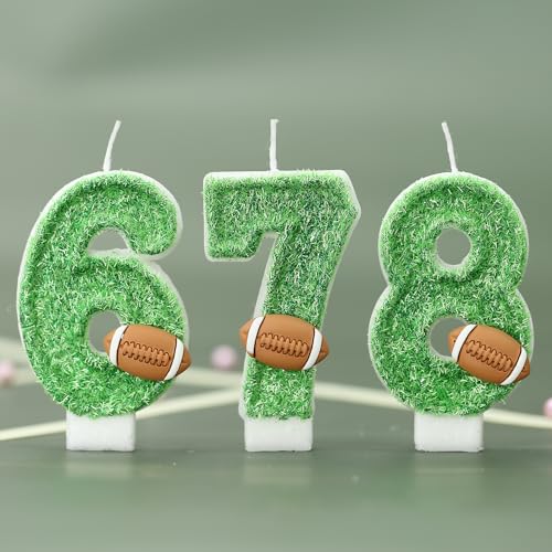 CasaPopz Football Birthday Number Candles for Cake Green Number 1 Candle 1st Football Cake Topper Cupcake Topper for Footb...