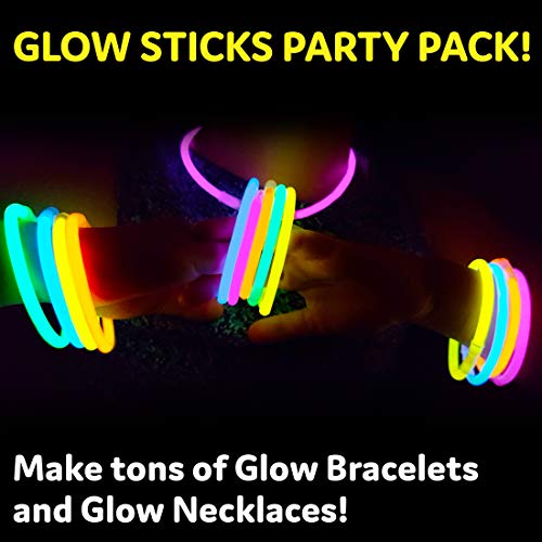 PartySticks Glow Sticks Party Supplies 100pk - 8 Inch Glow in the Dark Light Up Sticks Party Favors, Glow Party Decoration...