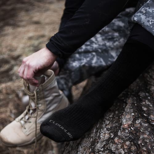 CloudLine - Merino Wool Socks for Men & Women, Military Socks - Cushion, Seamless Toe, Breathable & Moisture Wicking - 1 Pair