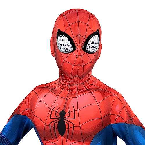Marvel Spider-Man Official Youth Deluxe Zentai Costume - Deluxe Two-Way Stretch Spandex with Invisible Zippers and Wrist Openings for Added Convenience Multi