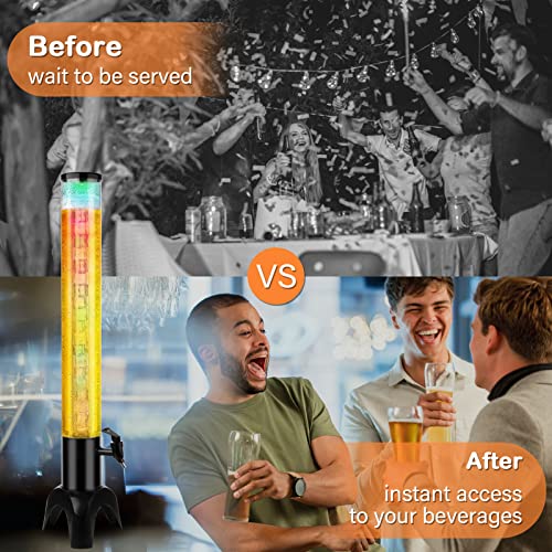 Beer Giraffe Dispenser, 100oz/3.2 qt Mimosa Tower Dispensers with Ice Tube and LED Light, 3L Tabletop Drink Tower Dispense...