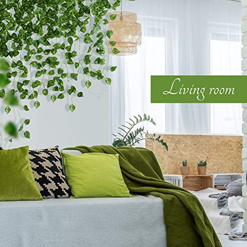 Yatim 78-Ft 12 Pack Silk Artificial Ivy Vines Leaf Garland Plants Hanging Wedding Garland Fake Foliage Flowers Home Kitche...