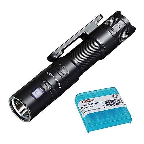 Fenix LD12R EDC Flashlight, 600 Lumen USB-C Rechargeable, AA Compatible, Main and Side Dual LEDs Work Light with Magnetic Clip and Lumentac AA Organizer