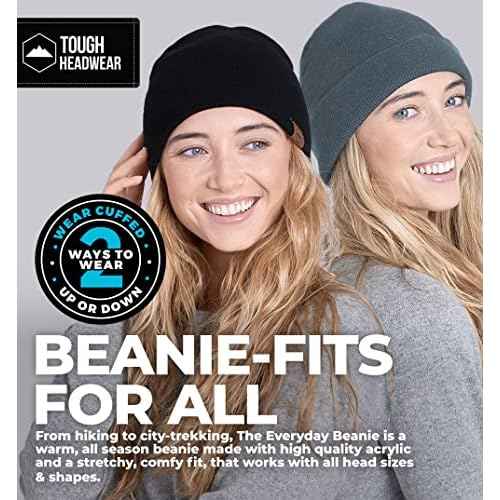 Tough Headwear Daily Knit Beanie Hat - Thermal Warmth Winter Hat - Breathable, Stretch Fit Beanie for Women & Men